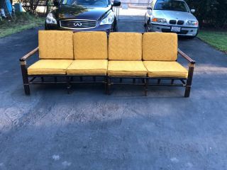 Ficks Reed Rattan Sectional Couch - Marigold Cushions - Vintage -