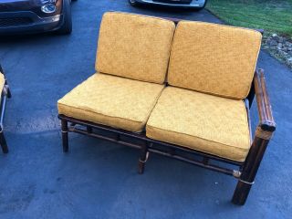 Ficks Reed rattan sectional couch - Marigold cushions - Vintage - 2