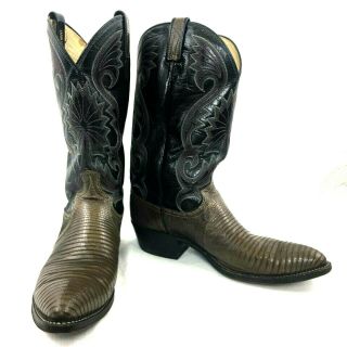 Vtg Usa Made Dan Post Cowboy Boots Sz 11.  5b Exotic Lizard Skin Leather Western
