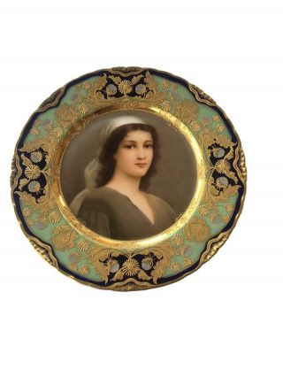 Antique Royal Vienna Porcelain Portrait Plate Signed