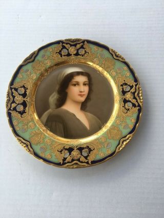 Antique Royal Vienna Porcelain Portrait Plate Signed 2