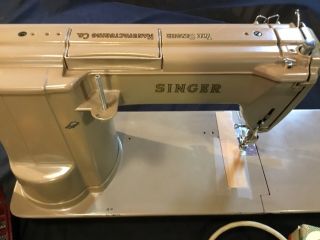 Vintage Singer 301A Long Bed Sewing Machine With Pedal Attachments Buttonholer 5