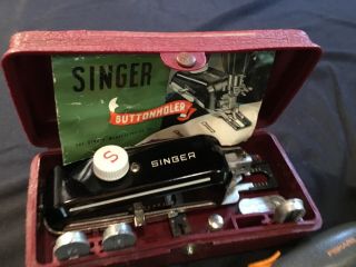 Vintage Singer 301A Long Bed Sewing Machine With Pedal Attachments Buttonholer 7