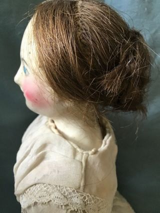 French Papier Mache Doll Milliners Model Pauline with Wig Leather Body 10