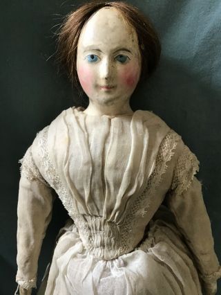 French Papier Mache Doll Milliners Model Pauline with Wig Leather Body 12