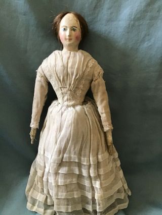French Papier Mache Doll Milliners Model Pauline With Wig Leather Body