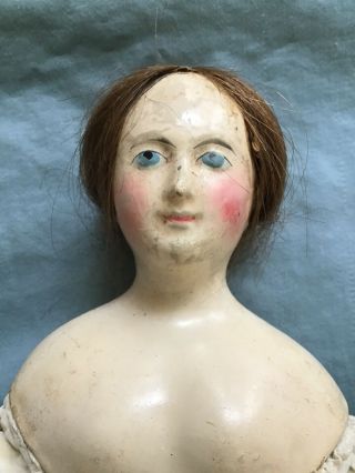 French Papier Mache Doll Milliners Model Pauline with Wig Leather Body 2