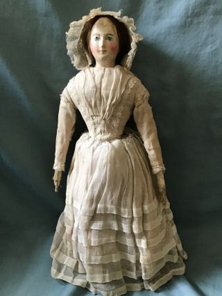 French Papier Mache Doll Milliners Model Pauline with Wig Leather Body 8