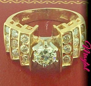 $9200 Certified Estate Vintage 14k Yellow Gold Untreated Diamond Engagement Ring