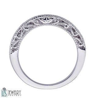 1/3 Carat Diamond Women ' s Wedding Anniversary Band Ring Vintage 14K White Gold 3