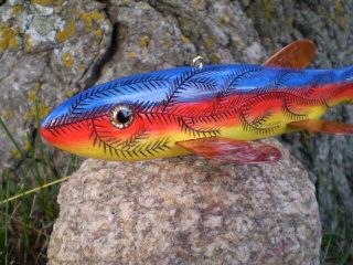 Jay Mcevers Fish Decoy Lake Of The Woods Special Lure Fishing Folk Art Carved