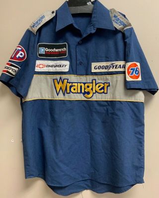 Nascar Authentic Race - Worn Crew Shirt Dale Earnhardt Sr.  Wrangler Vintage L (p)
