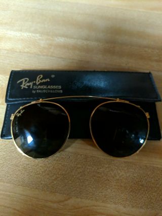 Vintage B&l Ray Ban Bausch & Lomb G15 W0774 Round 50mm Clip On W/case