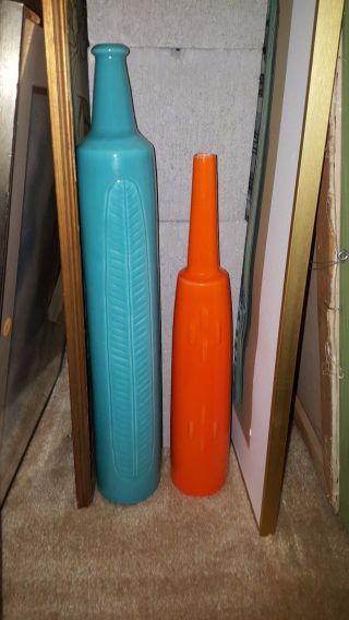 Rare,  Really Jaru Monumental Mid - Century Bottle Vases Mod Colors Bright