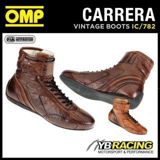 Ic/782 Omp Carrera Vintage Racing Boots Classic Leather Style 2 Colours