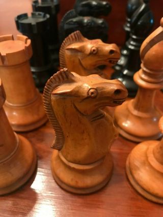 ANTIQUE C.  1890 English Estate Chess Set F.  H.  AYRES Boxwood & Ebony w Orig Box 2