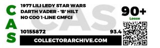 Star Wars Vintage Lili Ledy Darth Vader no COO ' B ' Lettered Saber CAS 90, 4