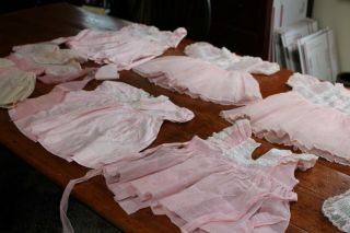 Vintage Little Girl 6 Pink Dresses Hat Gloves Sz 18 Mo To 3 Darling