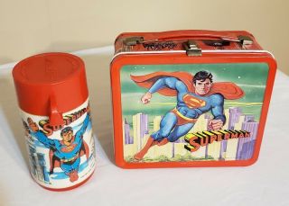 Vintage 1978 Superman Metal Lunch Box With Thermos