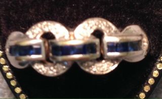 Vintage 9 Ct White Gold Sapphire & Diamond Ring Size N 6 1/2