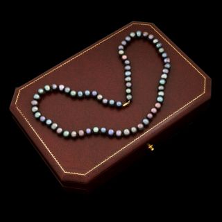Antique Vintage Deco Retro Style 14k Gold Tahitian Pearl Beaded Bead Necklace