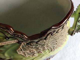 Antique Nippon Hand Painted Moriage Vase Maple Leaf Mark 8