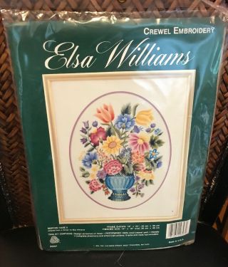 Vintage Elsa Williams Merton Vase Ii Crewel Embroidery Kit