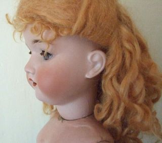 LARGE GERMAN BISQUE HEAD DOLL - AM 390 - 28 INCHES TALL - GREAT MOHAIR WIG 7