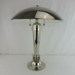Art Deco Sunset Lamp Corp.  Machine Age Nickel Plated Table Lamp Deskey Rohde Era