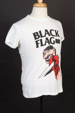 Vintage 80s BLACK FLAG Punk Rock Concert T - Shirt Mens Size Small 50/50 2