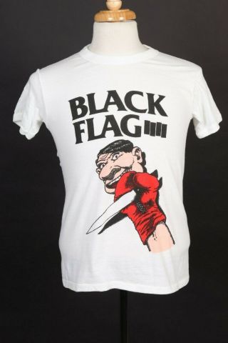 Vintage 80s BLACK FLAG Punk Rock Concert T - Shirt Mens Size Small 50/50 3