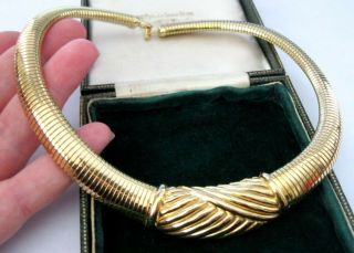 Vintage Jewellery Signed Christian Dior Gold Tone Choker Necklace
