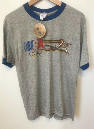 Vintage 1984 Levis’s Usa Olympics Running Ringer T - Shirt 50/50 Deadstock Large