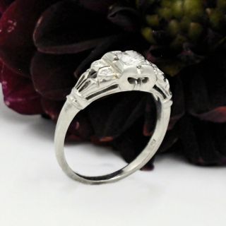 18k White Gold Antique Art Deco Diamond.  32 Tcw Engagement Ring Size 6