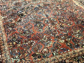Auth: 30 ' s Antique Rug Exceptional Botanical Traditional Beauty Red 9x12 NR 2