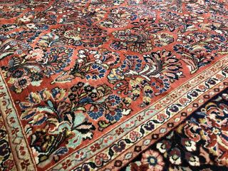 Auth: 30 ' s Antique Rug Exceptional Botanical Traditional Beauty Red 9x12 NR 3
