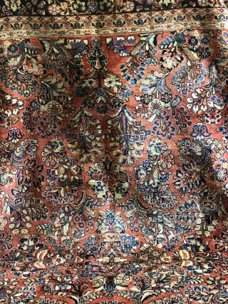 Auth: 30 ' s Antique Rug Exceptional Botanical Traditional Beauty Red 9x12 NR 8