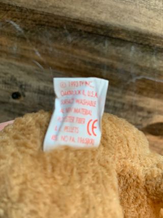 Ty Beanie Babies Curly The Bear Plush RARE brown nose.  TAG ERRORS 1993/1996 5