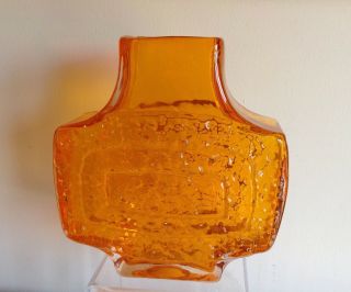 Vintage Whitefriars Geoffrey Baxter Textured Tv Tangerine Glass Vase