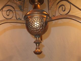 Victorian Jewel Bradley and Hubbard 3 Arm Hanging oil Lamp 2