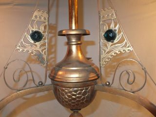 Victorian Jewel Bradley and Hubbard 3 Arm Hanging oil Lamp 3