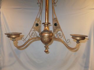 Victorian Jewel Bradley and Hubbard 3 Arm Hanging oil Lamp 4