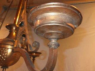 Victorian Jewel Bradley and Hubbard 3 Arm Hanging oil Lamp 9