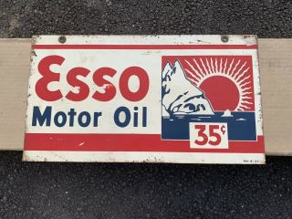 Early Esso Double Sided Tin Sign Rare 1937