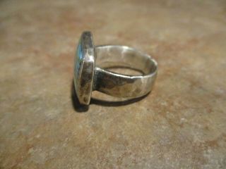 EXTRA FINE Vintage Navajo Sterling Silver Inlay Turquoise Ring Size 7.  75 6