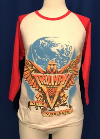 Vintage 1983 Triumph Never Surrender Tour Concert T - Shirt Jersey Canada Leg