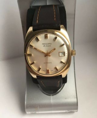 Vintage Record De Luxe Automatic Wristwatch 9ct 9 Carat.  375 Solid Gold