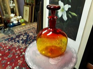 Vintage Blenko Blown Glass Amberina Decanter W Stopper Stunning