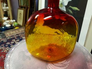 Vintage BLENKO Blown Glass Amberina Decanter w Stopper STUNNING 2