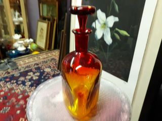 Vintage BLENKO Blown Glass Amberina Decanter w Stopper STUNNING 4